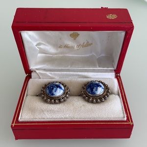 Vintage Delft Pottery Earrings
